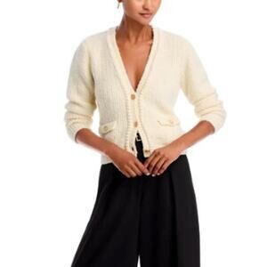 Frame Double Pocket Crop Cardigan Sweater size XS